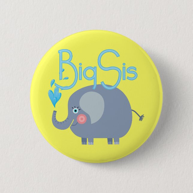 Elephant Big Sis Pinback Button (Front)