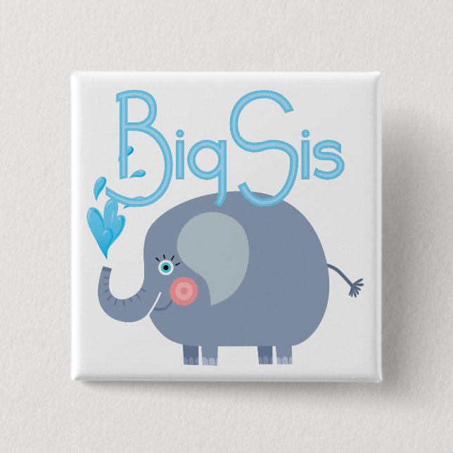 Elephant Big Sis Pinback Button (Front)