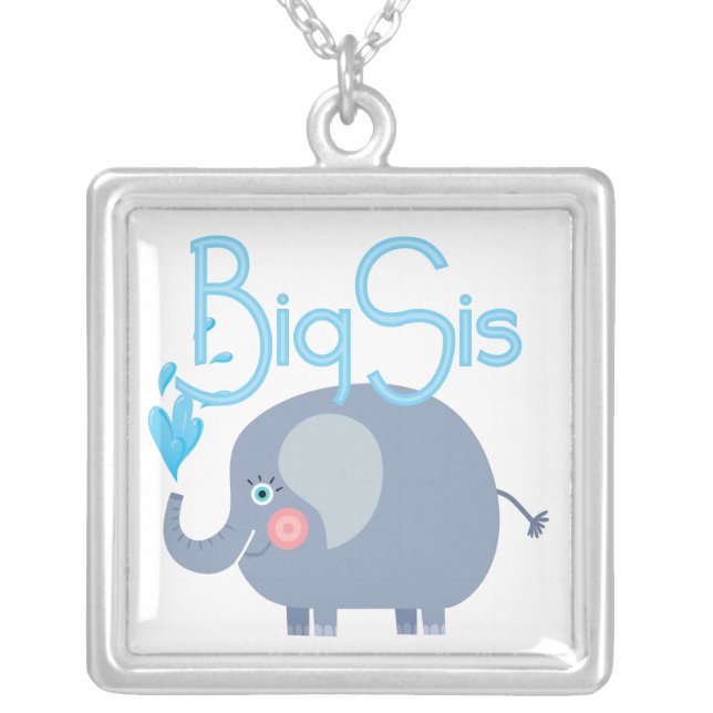 Elephant Big Sis Silver Plated Necklace (Front)