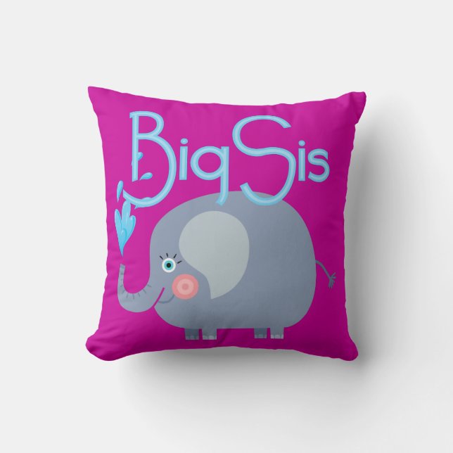 Elephant Big Sis Throw Pillow (Front)