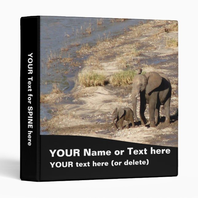 Elephant Binder 1" (customize text & pictures) (Front/Spine)