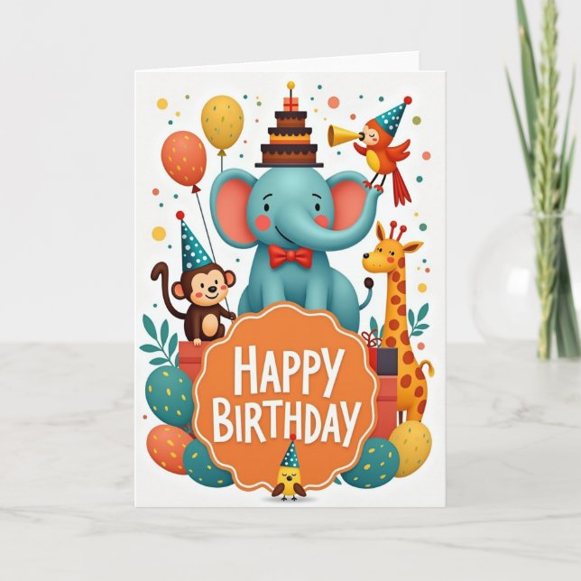 Elephant Birthday Art Card (Front)