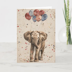Elephant Birthday Balloon Greeting Card