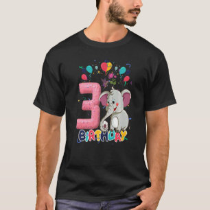 Elephant Birthday Girl Princess 3th Birthday Eleph T-Shirt