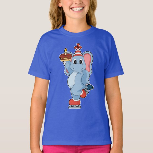 Elephant Birthday Ice skating T-Shirt (Front)