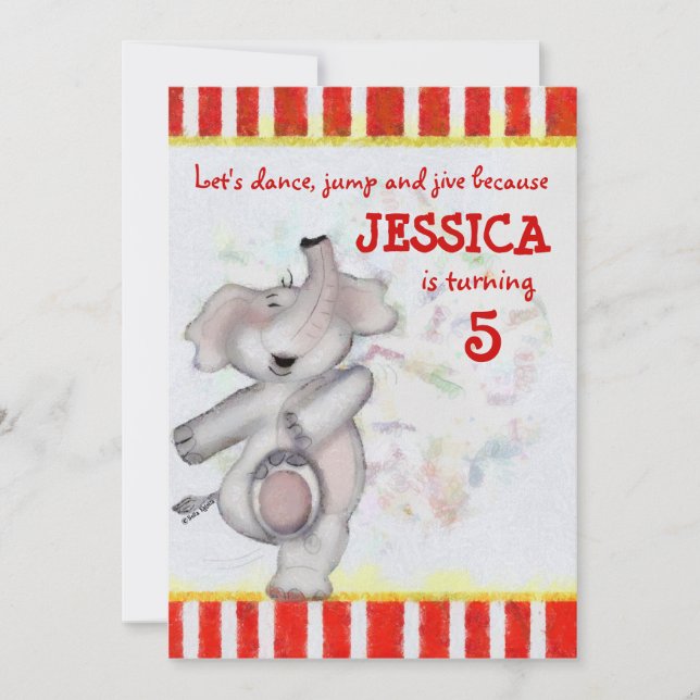 Elephant Birthday Invitation (Front)