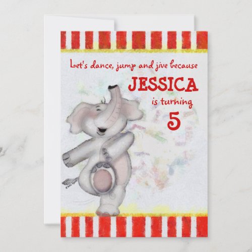 Elephant Birthday Custom Invitations