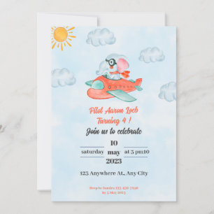 Elephant Birthday Invitation Pilot 