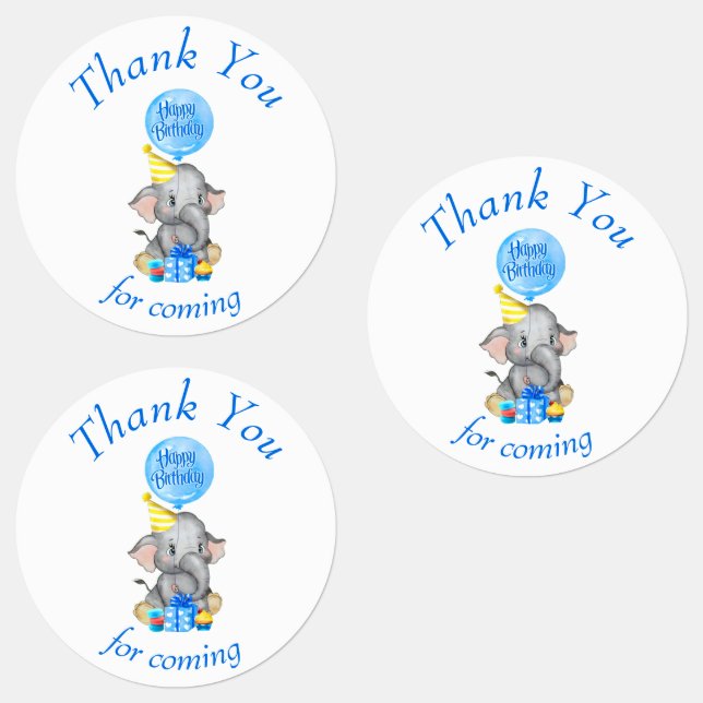 Elephant birthday mail labels (Group)