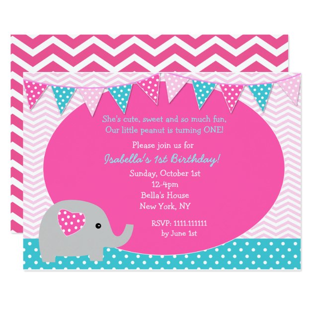 Elephant Birthday Party Invitations