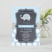 Elephant Birthday Party Invitations Boy (Standing Front)