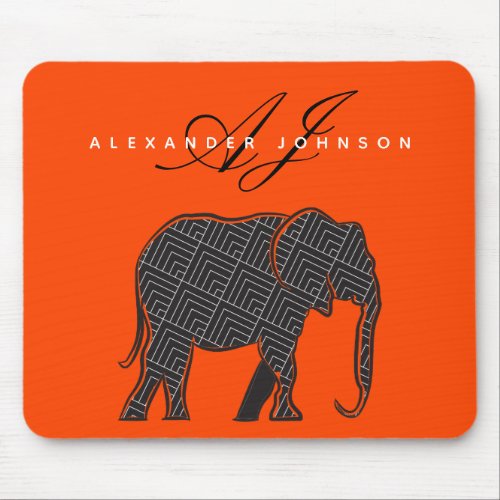 Elephant Black and Lava Red Mouse Pad