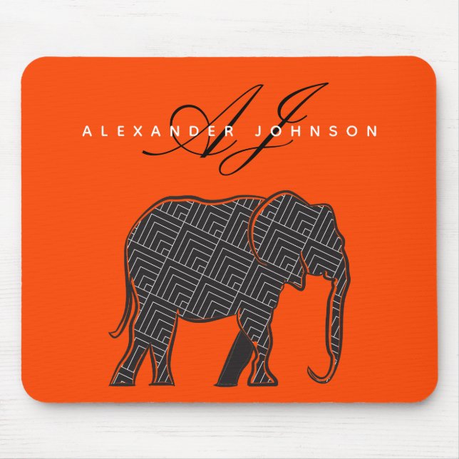 Elephant Black and Lava Red Mouse Pad (Front)