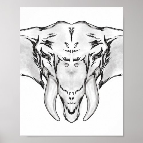 Elephant black and white surreal line art drawings poster