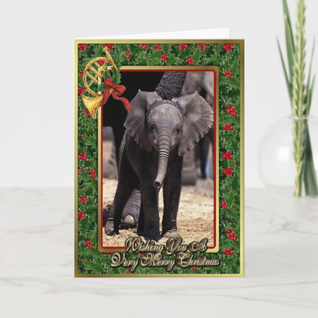 Elephant Blank Christmas Card (Front)
