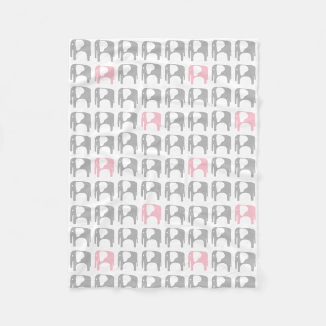 Elephant Blanket - Gray and Pink (Front)