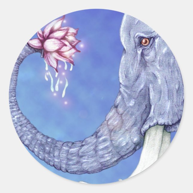 Elephant *Blessings Be* Classic Round Sticker (Front)