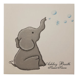 Elephant Blowing Bubbles Faux Canvas Print