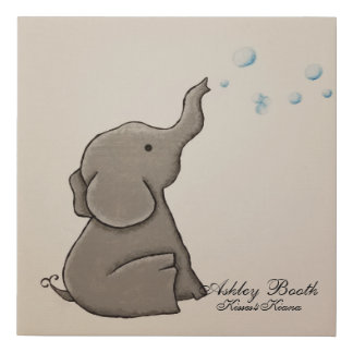 Elephant Blowing Bubbles Faux Canvas Print