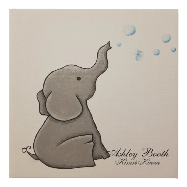Elephant Blowing Bubbles Faux Canvas Print (Front)