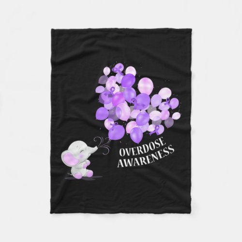 Elephant Blowing Up Balloons Overdose Awareness  Fleece Blanket