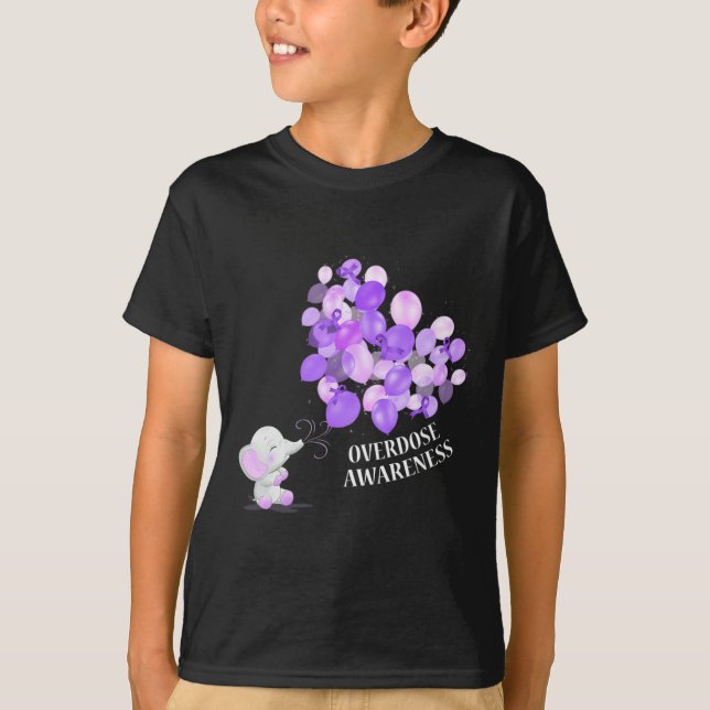 Elephant Blowing Up Balloons Overdose Awareness  T-Shirt (Front)