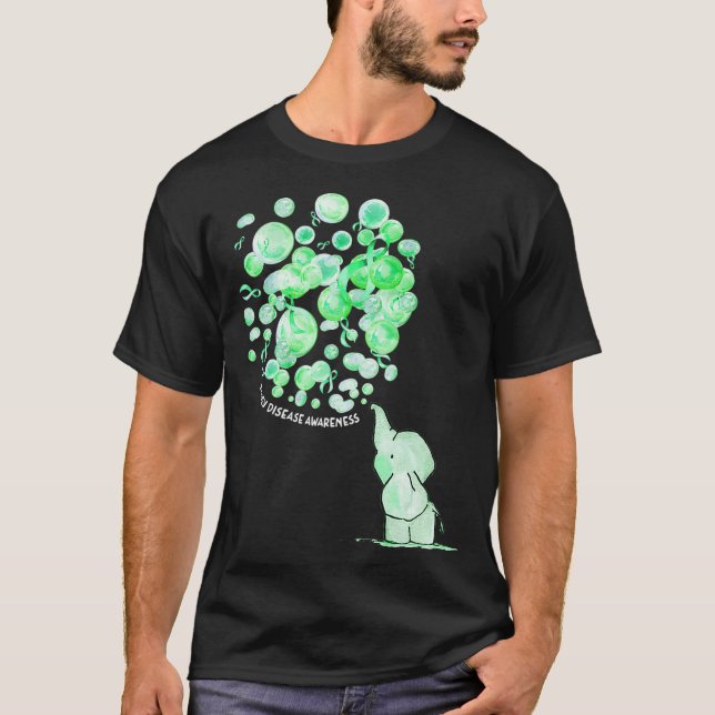 Elephant Blowing Up Green Balloons Kidney Disease  T-Shirt (Front)
