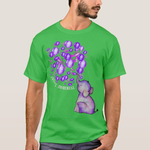 Elephant Blowing Up Purple Balloons Overdose Aware T_Shirt