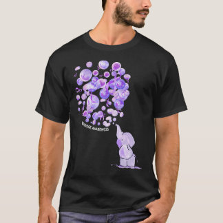 Elephant Blowing Up Purple Balloons Overdose Aware T-Shirt