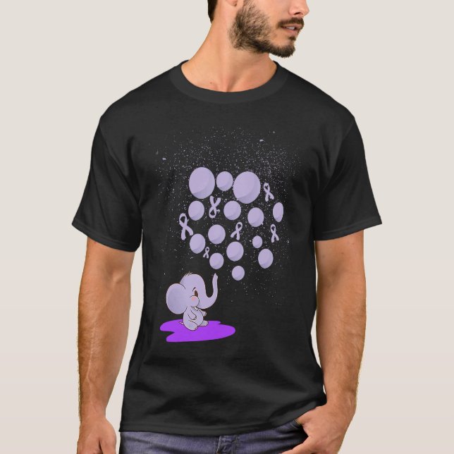 Elephant Blowing Up Purple Balloons Overdose Aware T-Shirt (Front)