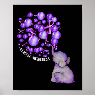 Elephant Blowing Up Purple Bylloons Overdose Aware Poster