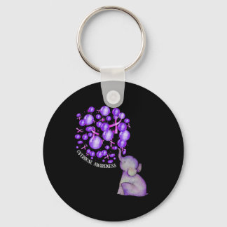 Elephant Blowing Up Purple Lloons Overdose Awarene Keychain