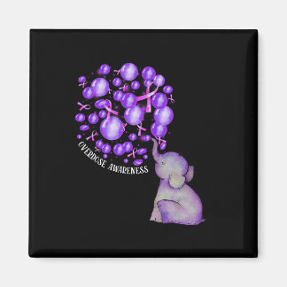 Elephant Blowing Up Purple Lloons Overdose Awarene Magnet