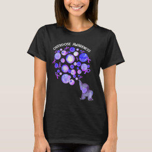 Elephant Blowing Up Purple Lloons Overdose Awarene T-Shirt
