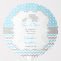 Elephant Blue and Gray Baby Shower Balloon