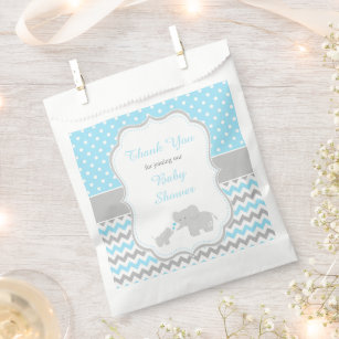 Elephant Blue and Gray Baby Shower Party Favor Bag