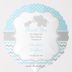 Elephant Blue and Grey Baby Shower Balloon