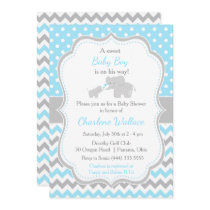 Elephant Blue and Grey Baby Shower Invitation