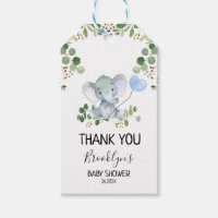 Elephant Blue Balloon Baby Shower Favor Tag