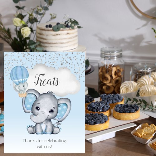 Elephant Blue Balloon Baby Shower Treats Poster