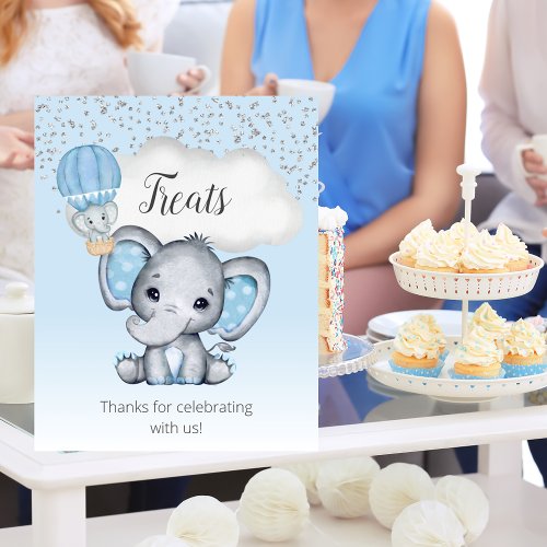 Elephant Blue Balloon Baby Shower Treats Poster