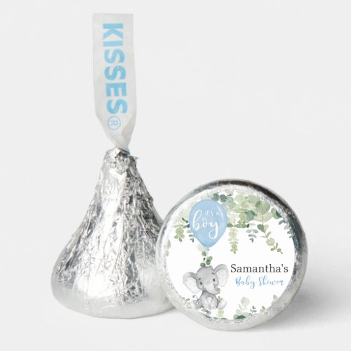 Elephant blue balloon eucalyptus boy baby shower hersheys kisses