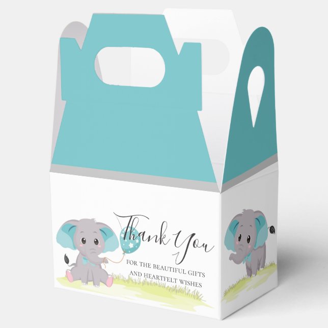 Elephant Blue Balloon  Favor Box (Opened)