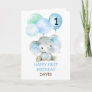 Elephant Blue Boy Fist Birthday Cute 1st Birthday Card