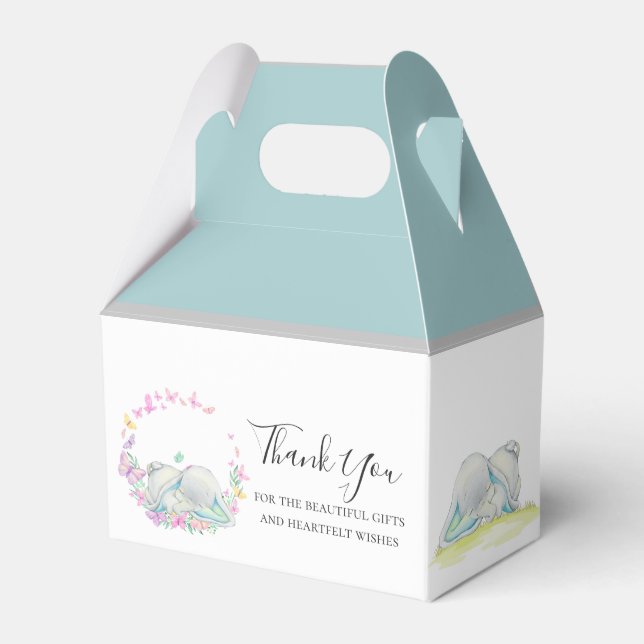 Elephant Blue Butterfly  Favor Box (Front Side)