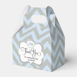 Elephant Blue Chevron Baby Gift Thank You Favor Boxes