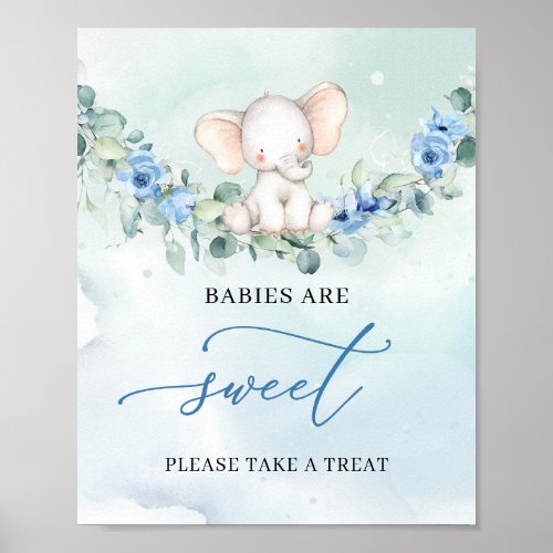 Elephant blue flowers eucalyptus babies are sweet poster