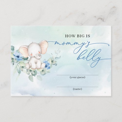 Elephant blue flowers How big is mommys belly Enclosure Card
