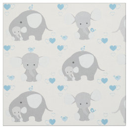 Elephant Blue Gray Safari Animals Nursery Baby Boy Fabric