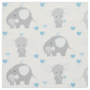 Baby Boy Elephant Fabric Zazzle Elephant Blue Gray Safari Animals Nursery Baby Boy Fabric